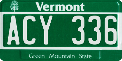 VT license plate ACY336