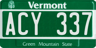 VT license plate ACY337