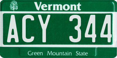 VT license plate ACY344