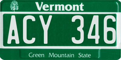 VT license plate ACY346