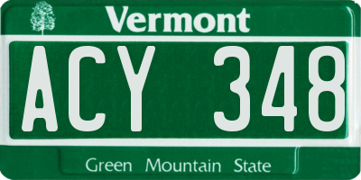 VT license plate ACY348