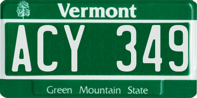 VT license plate ACY349