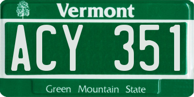 VT license plate ACY351