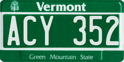 VT license plate ACY352