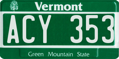 VT license plate ACY353