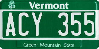 VT license plate ACY355