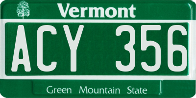 VT license plate ACY356