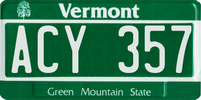 VT license plate ACY357