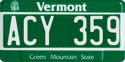 VT license plate ACY359