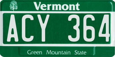 VT license plate ACY364