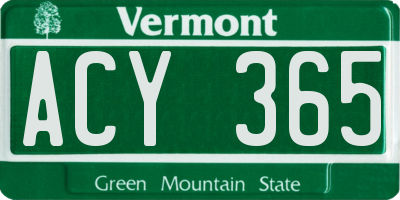 VT license plate ACY365