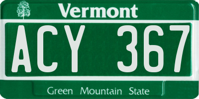 VT license plate ACY367
