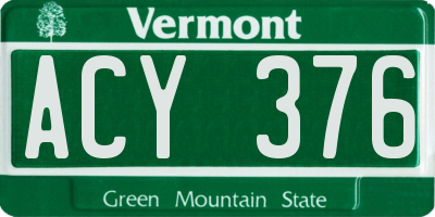 VT license plate ACY376