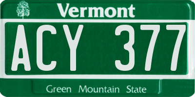 VT license plate ACY377