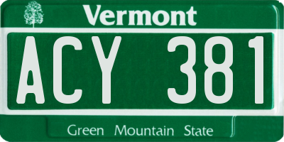 VT license plate ACY381
