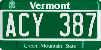 VT license plate ACY387