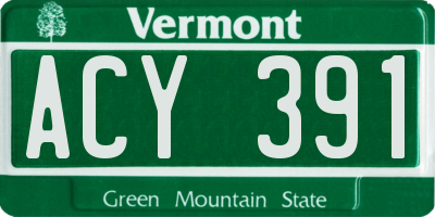 VT license plate ACY391