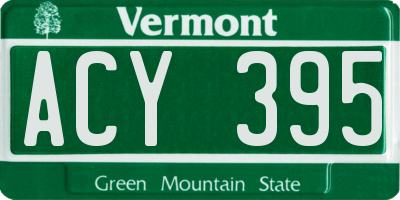 VT license plate ACY395