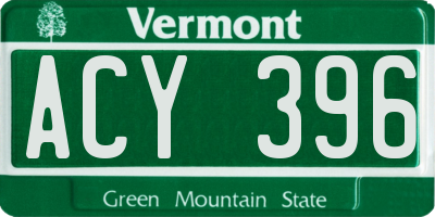 VT license plate ACY396