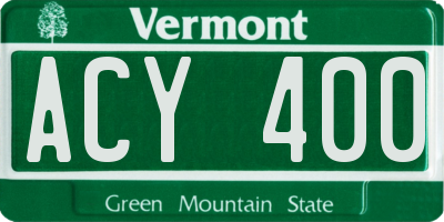 VT license plate ACY400