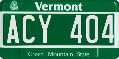 VT license plate ACY404
