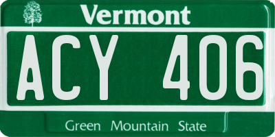 VT license plate ACY406