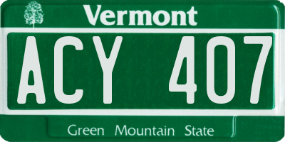 VT license plate ACY407
