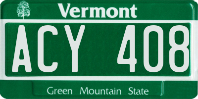 VT license plate ACY408