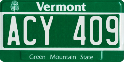 VT license plate ACY409