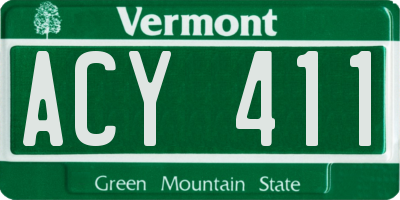 VT license plate ACY411