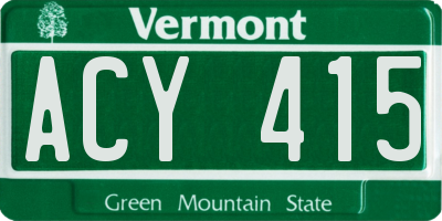 VT license plate ACY415