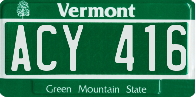 VT license plate ACY416
