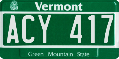 VT license plate ACY417