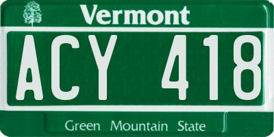 VT license plate ACY418