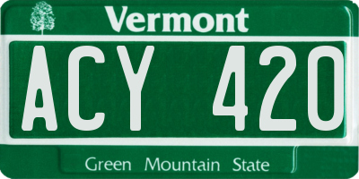 VT license plate ACY420