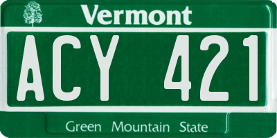VT license plate ACY421
