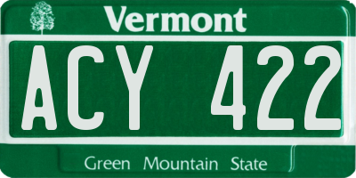 VT license plate ACY422