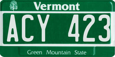 VT license plate ACY423