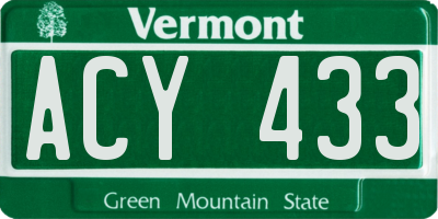 VT license plate ACY433