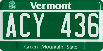 VT license plate ACY436