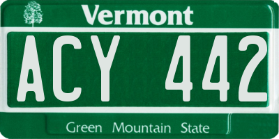 VT license plate ACY442