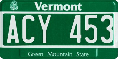 VT license plate ACY453