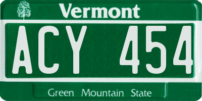 VT license plate ACY454