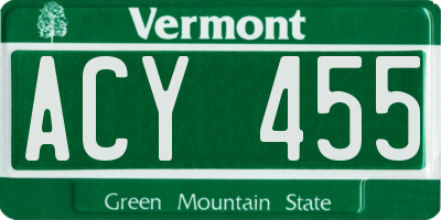 VT license plate ACY455