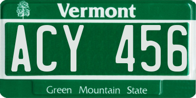 VT license plate ACY456