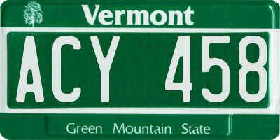 VT license plate ACY458