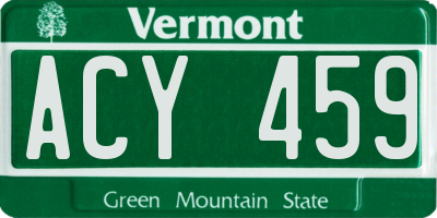 VT license plate ACY459