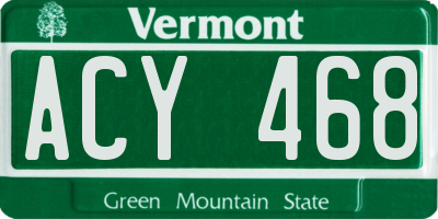 VT license plate ACY468