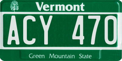 VT license plate ACY470