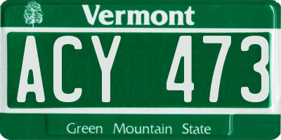 VT license plate ACY473
